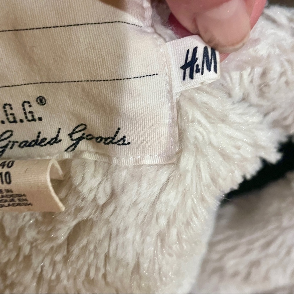 H&M Utility Jacket Faux Sherpa Lined Size 9 10 - Picture 7 of 9